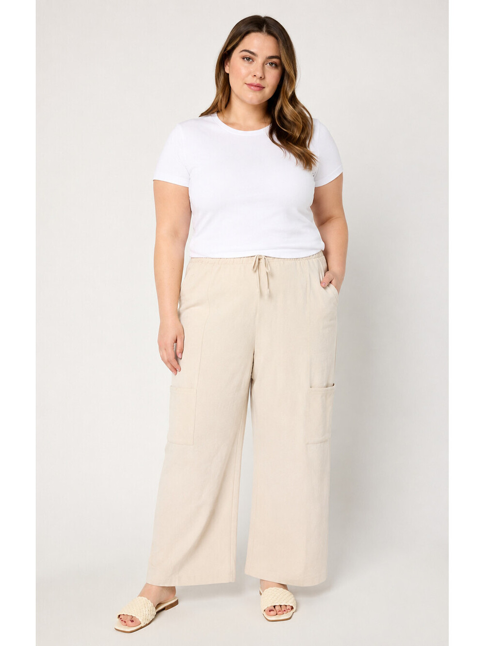 AnyBody Tall Beach Wash French Terry Wide Leg Pants Birch, Tall Large